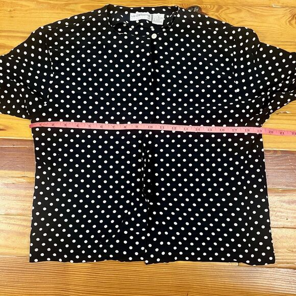Vintage Liz Claiborne Petite Sz 8 M Blouse Hidden Button Front Polka Dots Office - Picture 5 of 15